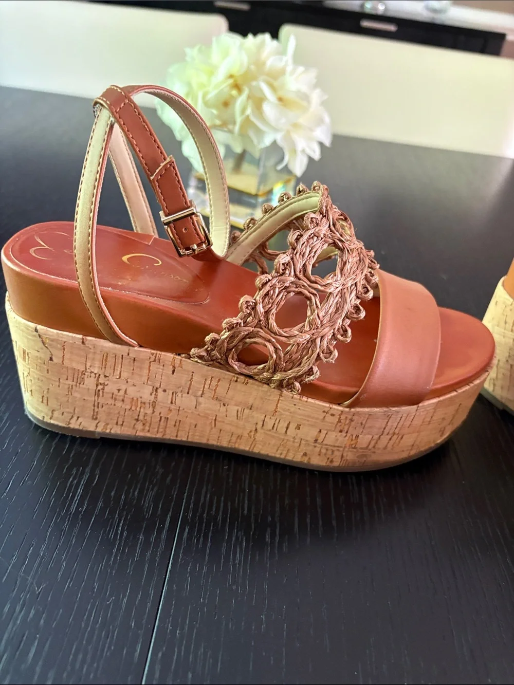 Jessica Simpson- Platform Wedge Sandals in Tan Brown- Women